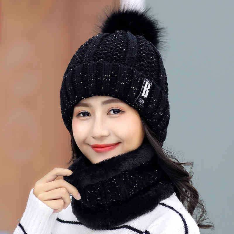 Conjunto Gola e Gorro de Tricô Forrada com Pelúcia