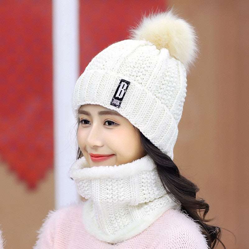 Conjunto Gola e Gorro de Tricô Forrada com Pelúcia