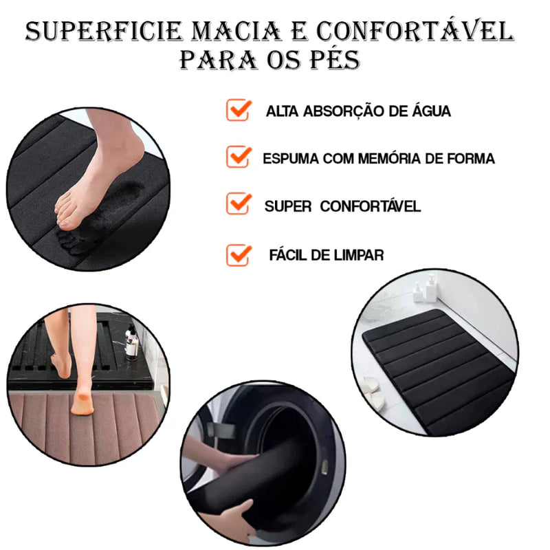 Tapete de Banho Antiderrapante de Espuma de Memória Ultra Macio